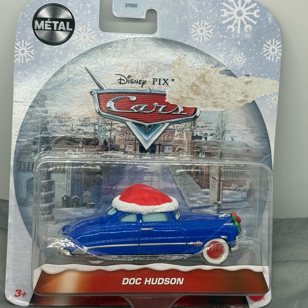 Disney Cars Blue Doc Hudson with Santa Hat